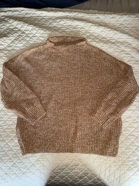 cupcakes & cashmere Brown Marled Cowl Mock Neck Sweater